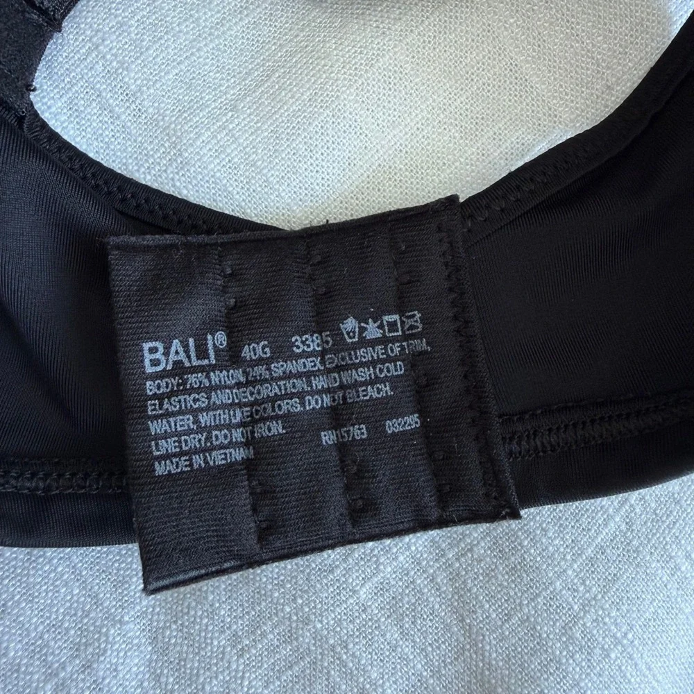 Bali Passion for Comfort Underwire Bra Black 40G 3385 Full Coverage‎ Embroidery